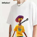 INFLATION Hip Hop Printed T-Shirt Street Style Oversized Cotton