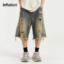 INFLATION Distressed  Ripped Denim Shorts