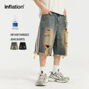 INFLATION Distressed  Ripped Denim Shorts