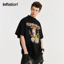 INFLATION Mock Neck Ripped Graphic Tees - INFLATION