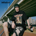 INFLATION Mock Neck Ripped Graphic Tees - INFLATION