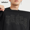 INFLATION Trendy "PEACE" Puff Printed Oversize Cotton Tees - INFLATION