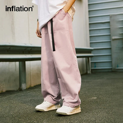 INFLATION  100% Cotton Straight Leg Pants with Belt