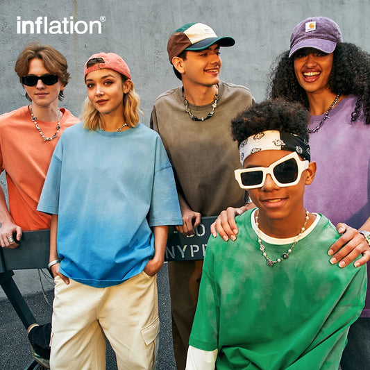 INFLATION Retro Washed Tie Dye Tshirt Unisex Summer