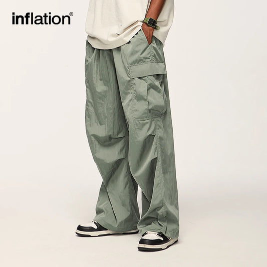 INFLATION Ruched Parachute Pants Mens Cargo Trousers