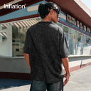 INFLATION Men Black Graphic Oversized Tees - INFLATION