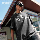 INFLATION Men Black Graphic Oversized Tees - INFLATION