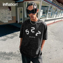 INFLATION Men Black Graphic Oversized Tees - INFLATION