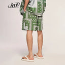 INFLATION Summer Beach Style Paisley Seersucker Shorts