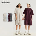 INFLATION Suede Fabric Embossed T-shirts and Shorts Set - INFLATION