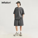 INFLATION Suede Fabric Embossed T-shirts and Shorts Set - INFLATION