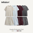 INFLATION Suede Fabric Embossed T-shirts and Shorts Set - INFLATION