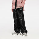 INFLATION Trendy PU Leather Wide Leg Pants Streetwear - INFLATION