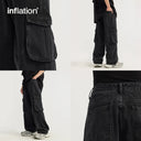 INFLATION Trendy Washed Wide Leg Cargo Jeans - INFLATION