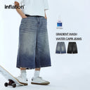 INFLATION Ripped Wide Leg Short Jeans