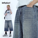 INFLATION Ripped Wide Leg Short Jeans