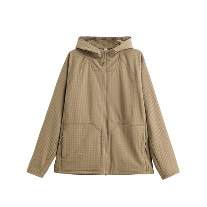 INFLATION Grid Pattern Fleece Hooded Jacket