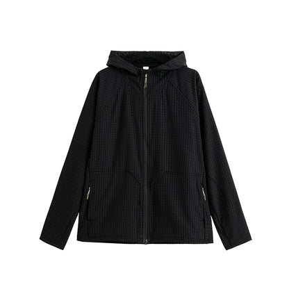 INFLATION Grid Pattern Fleece Hooded Jacket