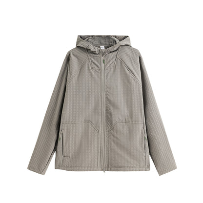 INFLATION Grid Pattern Fleece Hooded Jacket