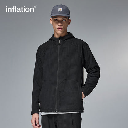 INFLATION Grid Pattern Fleece Hooded Jacket