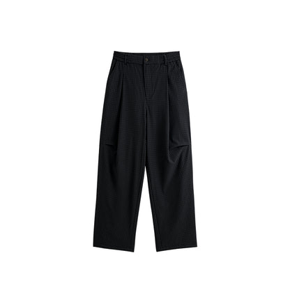 INFLATION Grid Pattern Fleece Wide-Leg Pants