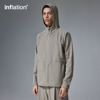 INFLATION Grid Pattern Fleece Hooded Jacket