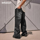 INFLATION Black Distressed Fringe Jeans - INFLATION