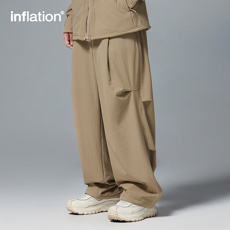 INFLATION Grid Pattern Fleece Wide-Leg Pants