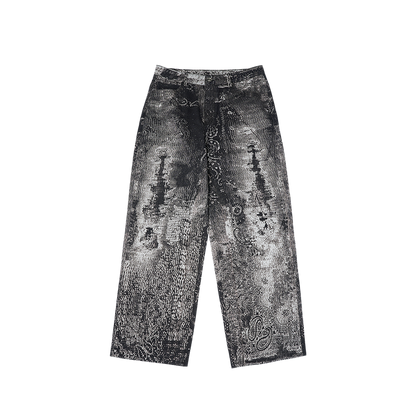 INFLATION PUNK Digital Print Denim Pants