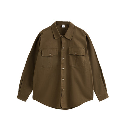 INFLATION Solid Color Cargo Shirts