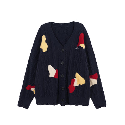 INFLATION Heart Pattern Knitted Cardigans