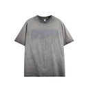 INFLATION Distressed Washed Textured Printed T-shirt - INFLATION