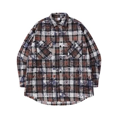 INFLATION Ripped Streetwear Oversized Shirts