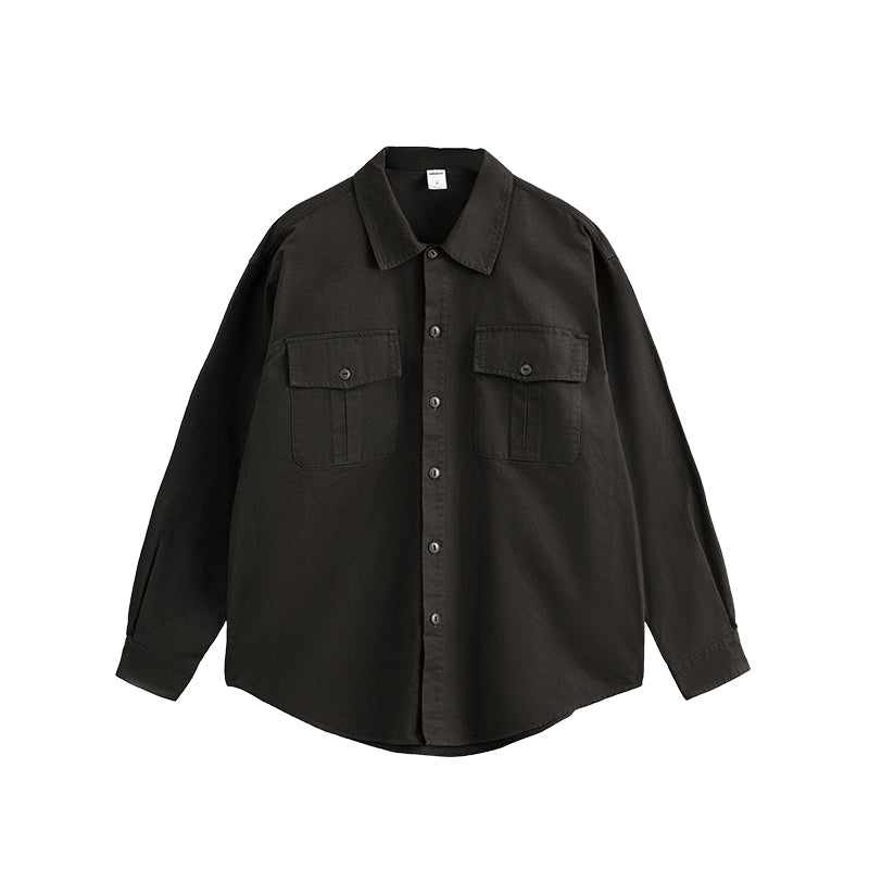 INFLATION Solid Color Cargo Shirts