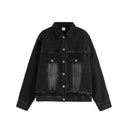 INFLATION Black Distressed Frayed Denim Jacket