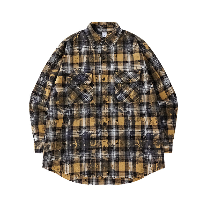 INFLATION Ripped Streetwear Oversized Shirts