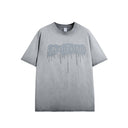 INFLATION Distressed Washed Textured Printed T-shirt - INFLATION