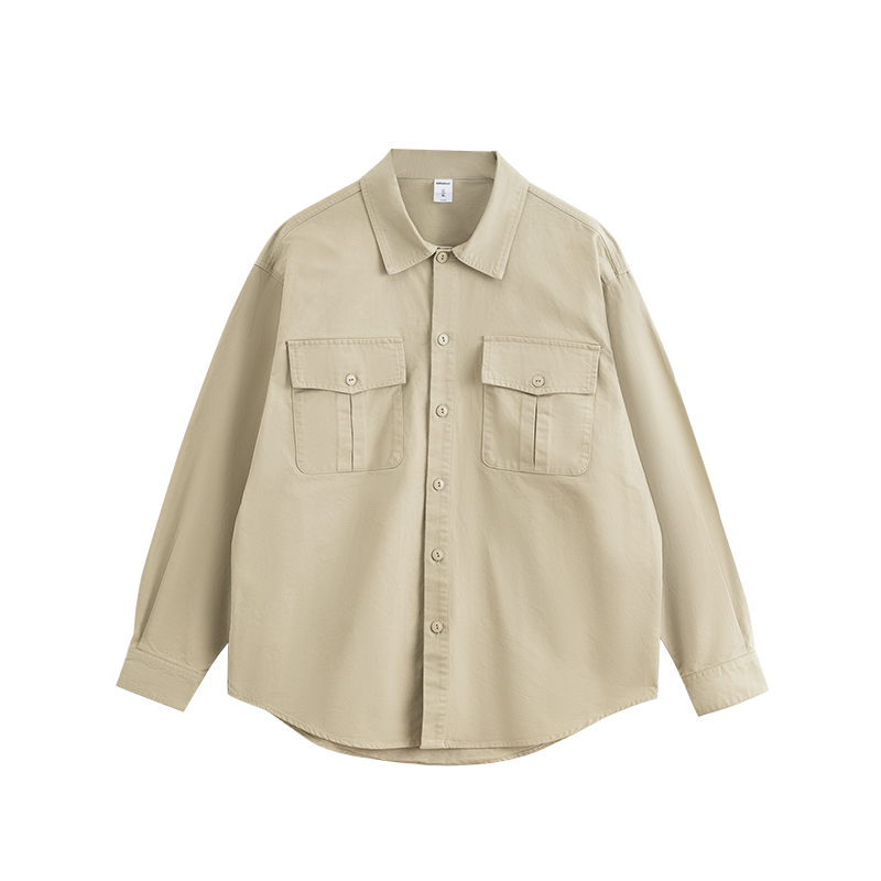 INFLATION Solid Color Cargo Shirts