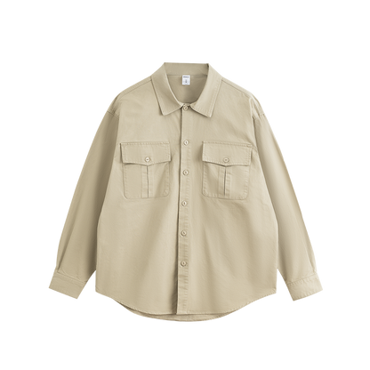 INFLATION Solid Color Cargo Shirts