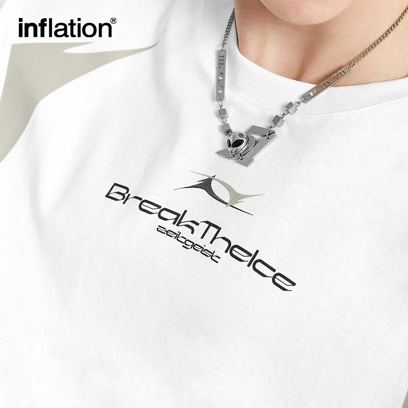 INFLATION Streetwear Graphic Printed Drop Shoulder Tees - INFLATION