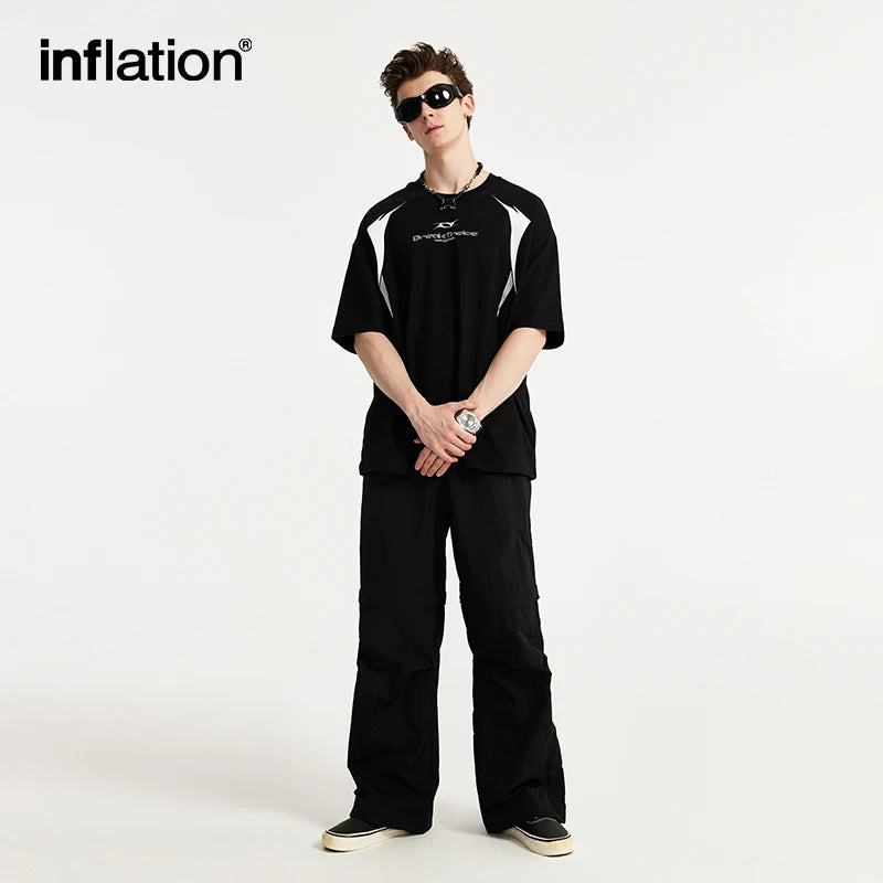 INFLATION Streetwear Graphic Printed Drop Shoulder Tees - INFLATION