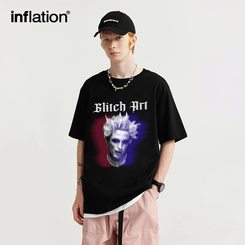 INFLATION Streetwear Graphic Men Trendy Printing Tshirts - INFLATION