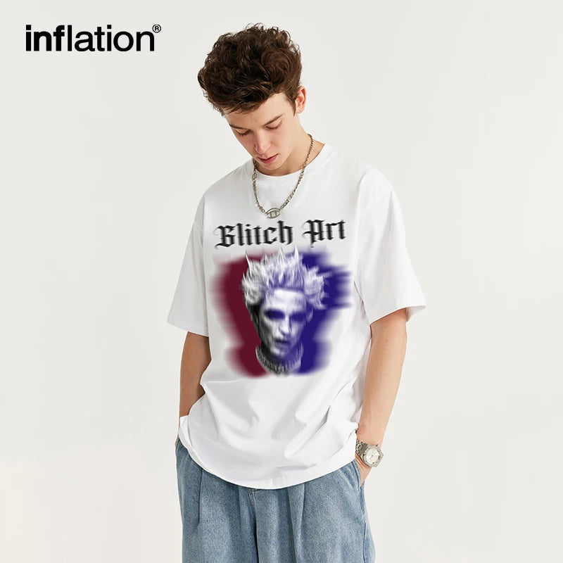 INFLATION Streetwear Graphic Men Trendy Printing Tshirts - INFLATION