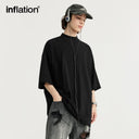 INFLATION Streetwear Heavyweight Mock Neck Oversized Cotton Tshirts - INFLATION