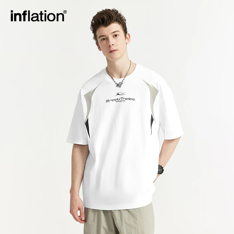 INFLATION Streetwear Graphic Printed Drop Shoulder Tees - INFLATION