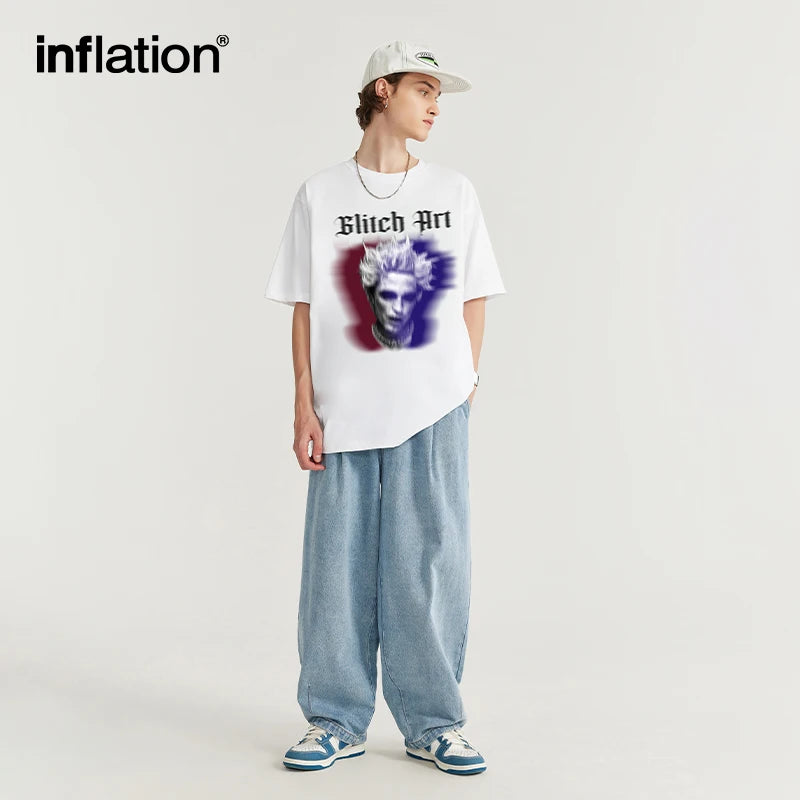 INFLATION Streetwear Graphic Men Trendy Printing Tshirts - INFLATION